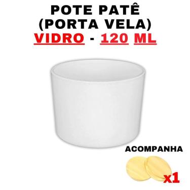 Imagem de Kit Potes De Vidro Patê Branco C/Tampa 120Ml