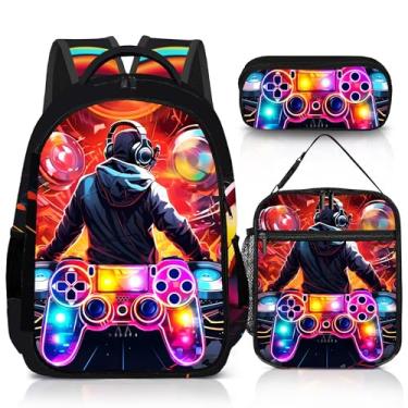 Imagem de jvycjlu Conjunto de mochila de jogos para meninos, mochila de jogos, lancheira para meninos e bolsa de lápis para crianças, 42 cm, Game-ylwj-7, GAME-YLWJ-7, Mochilas de viagem