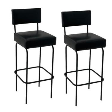 Imagem de Kit 2 Banquetas Altas de Alumínio Tiffany Preto 70cm Aluminium Decor