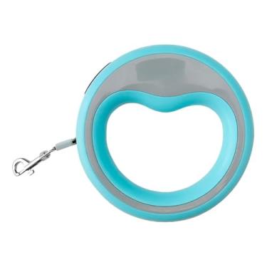 Imagem de Guia Retrátil Redonda Para Pet Cães Gatos, 2.5 Metros Com Trava De Segurança Para Cachorro Guia De Passeio Para Animais De Estimação Raças de Porte Pequeno a Médio Qualidade Premium (Azul)