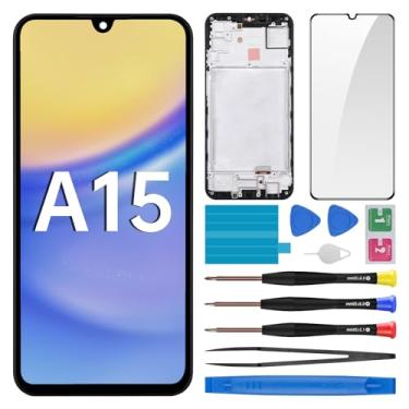 Imagem de BESJMYT Substituição de tela AMOLED para Samsung Galaxy A15 com moldura OLED Display Touch Digitalizador, montagem completa, vidro fixo com kit de ferramentas de reparo SM-A155F (A155F A156U)
