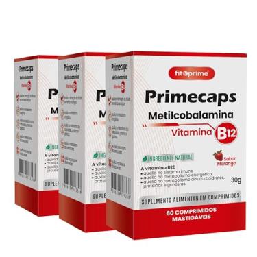 Imagem de Primecaps Vitamina B12 Metilcobalamina Mastigável Sabor Morango Fitoprime