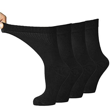 Imagem de Meias de bambu Diabetic antibacteriana natural sem costura macia para homens e mulheres – Feito na Turquia para alta circulação, diabetes, varizes, gravidez maternidade, Black 4 Pairs