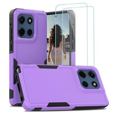 Imagem de Jeylly Capa para Motorola G Stylus 5G (2025) com 2 peças de protetor de tela de vidro temperado, [proteção contra quedas de grau militar], borda antiderrapante, capa protetora de silicone macio, à