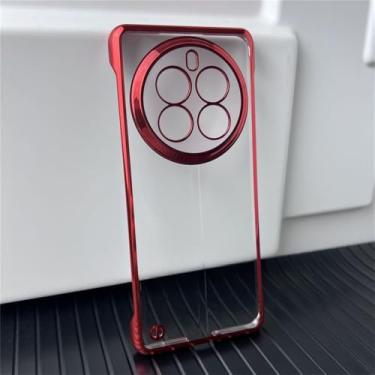 Imagem de Para OPPO Realme 12 Pro plus realme12pro sem moldura ultrafina capa de celular para PC rígido capa de celular à prova de choque capa traseira, vermelha, para Realme 12 Pro