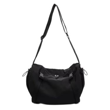 Imagem de ALWY Bolsa de ombro feminina de lona com zíper bolsa transversal para trabalho, uso diário (Preto)