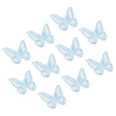 Imagem de PATIKIL 10 apliques de borboleta, 6 cm de camada dupla de renda de organza com apliques costurados em apliques para casamento, noiva, roupas, chapéu, cortina, azul claro