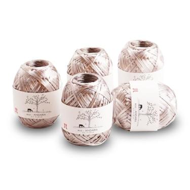 Imagem de Conjunto de 5 bolas Hamanaka Eco Andaria – Fio de fita 100% rayon para crochê e tricô, biodegradável, leve para chapéus de verão, bolsas e artesanato DIY (sombra cinza)