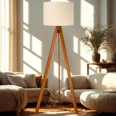 Imagem de Luminária Abajur de Chão Tripe 1,50cm com Cupula e Fiação - Pena Verde