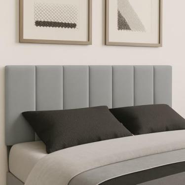 Imagem de Cabeceira Estofada Casal – Painel em Veludo Premium p/Cama Box – Instalação Sem Furos – Toque Macio e Visual Elegante
