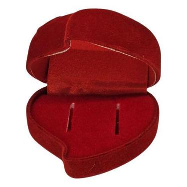 Imagem de Caixa De Presente Coração Veludo Vermelho Luxo Estojo Joias - Bellavie