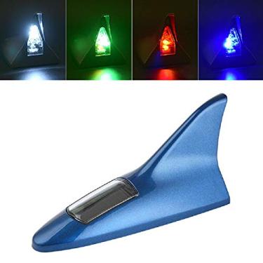 Imagem de Antena de rádio de carro aéreo Shark Fin Aerial-MASO energia solar tubarão quilha, 12 luzes de aviso de LED, substituição de base de antena de rádio, com controle remotoMASO Warning Light azul mtx 7.0