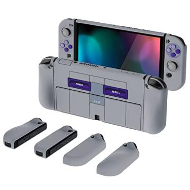 Imagem de PlayVital AlterGrips Protective Slim Case for Nintendo Switch OLED, Ergonomic Grip Cover for Joycon, Dockable Hard Shell for Switch OLED w/Thumb Grip Caps & Button Caps - Classics SNES Style