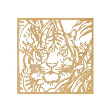 Imagem de Quadro Decorativo Mdf Cru Tigre Selvagem 40X20Cm