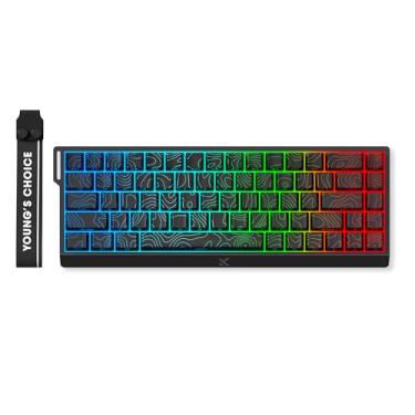 Imagem de Teclado para jogos Ace 68 HE com interruptor magnético, layout compacto de 68 teclas, taxa de sondagem de 8K, ponto de acionamento ajustável, modo de disparo rápido, iluminação RGB (topográfico preto