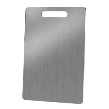 Imagem de KiBcsLic Tábua de corte Tábua de corte Gadget Frutas Pão Uso doméstico Prata Dupla face Versátil para cozinha Vegetais aço inoxidável, L