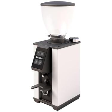 Imagem de MACAP Moedor de café LEO 55 Touch Burr, branco – rebarbas planas de 55 mm, compacto e silencioso, ajuste micrométrico contínuo, moagem de precisão, compatível com máquina de café expresso doméstica