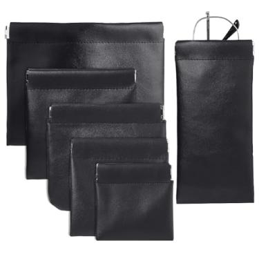 Imagem de PH PandaHall Porta-Moedas De Couro Com 6 Tamanhos, Peças, Mini Bolsa Preta Para Moedas, Joias, Óculos Sol, Anel, Viagem Homens/Mulheres, Aniversário Casamento, Natal