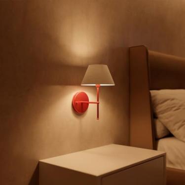 Imagem de Kit 2 Arandelas de Parede Sem Interruptor Com Cupula Algodão Ref 16 + Lampada Branco Quente (Rose Gold Cupula Branco)