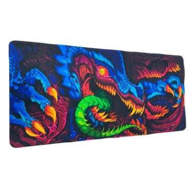 Imagem de Mouse Pad Gamer Speed, Extra Grande, Desk Pad Profissional Premium, Com Borda Costurada 60x30,Dragão Colorido