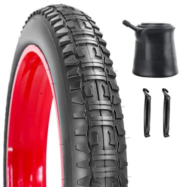 Imagem de SIMEIQI Pneus de bicicleta de montanha 20 x 4,0 26 x 4,0 (preto, 1 pneu, 1 tubo, 20 x 4,0)