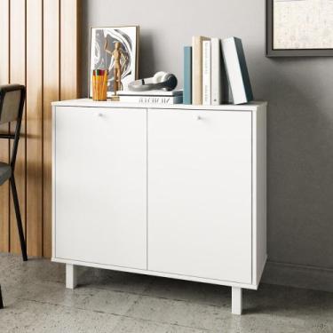 Imagem de Balcão para Escritório 2 Portas com Rodízio BHO77 BRV Móveis, Branco