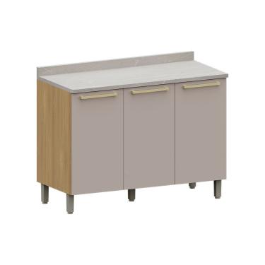 Imagem de Balcão de Cozinha para Pia 120cm 2 Portas e 3 Gavetas Com Tampo Elegance Luciane Móveis