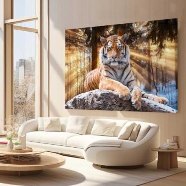 Imagem de Quadros Decorativos para Quarto Sala 130x90 Tigre Deitado Grande Escritório Hall