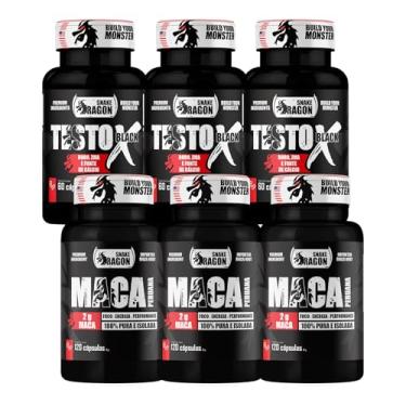 Imagem de Kit 3x Maca Peruana 120 Cápsulas 2000mg Pura Premium Lepidium Meyenii Homens Mulheres Energia Resistência + 3x Vitaminas e Minerais X Black 60 Cáps Fonte de Calcio Rico em Zinco Niacina Magnesio