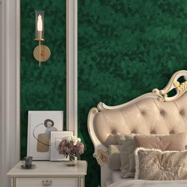 Imagem de Stickyart Papel de parede de feltro verde escuro autoadesivo de veludo texturizado de luxo papel de contato verde esmeralda papel de parede de feltro macio removível para cobertura de parede de quarto