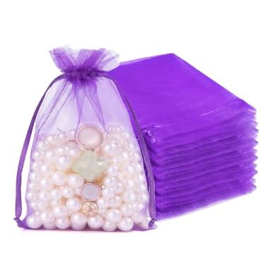 Imagem de Crweety 50 peças de sacos de organza 10 x 15 cm, pequenos sacos de presente de malha, cordão, embalagem transparente de lembrancinha de festa, saco de sachê a granel para guloseimas de Halloween