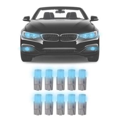 Imagem de Jogo Lâmpada Led T10 Automotiva Esmagada Universal Luz Azul 10 Peças -