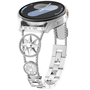Imagem de WINGLE Pulseira brilhante para Samsung Galaxy Watch 7/FE 6 5 4 mm e 44 mm/5 Pro de 45 mm, estrela de diamante de 20 mm para Active 2/Watch 6/4 Classic de 47 mm, 43 mm, 46 mm e 42 mm/Watch 3 de 41 mm