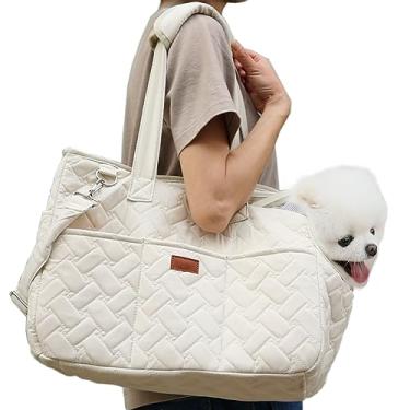 Imagem de H.S.C PET PRODUCE Hsc Pet Bege Bolsa para Cães Pequenos Feminina, Porta-Gatos Acolchoado para Animais de Estimação com Laterais Macias para Lazer, Sacolas para Viagens, Vá Ao Veterinário, Bolsa com Fu