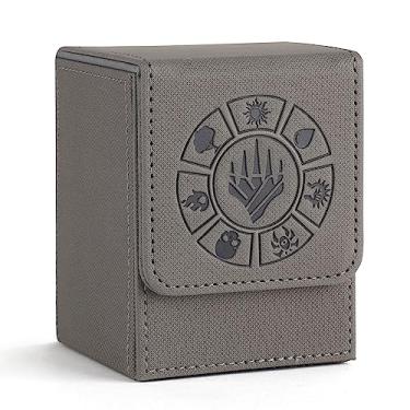 Imagem de Arkeiliy Card Deck Box, 110+ Storage MTG Deck Box with 50 Pcs Card Sleeve, Collectible Trading Card Cases for Magic Commander and More (Grey)