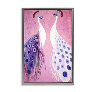 Imagem de Stupell Industries Feather Coats Pavões Cinza Emoldurado Tela Flutuante Design de Arte de Parede por Annabelle Hall, 25 x 17