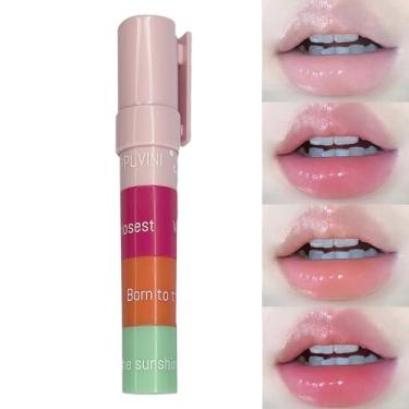 Imagem de Batom Hidratante, Bálsamo Labial Colorido Hidratante em 4 Cores, Acabamento Gloss Natural Labial Volume Efeito À Prova de Manchas para Mulheres