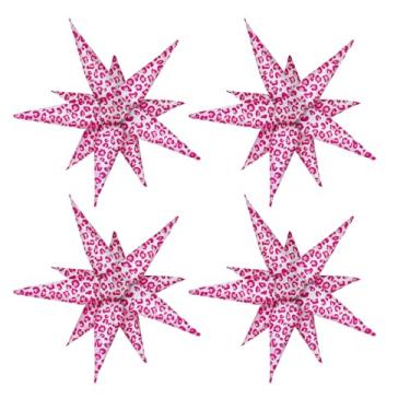 Imagem de SYNUO 4Pcs Exploding Star Balloons, 26 Inch iridescent Star Burst Foil Balloons, Suitable for Racing Birthday Party Baby Shower Bachelor Party Decoration Supplies(Leopard Print)