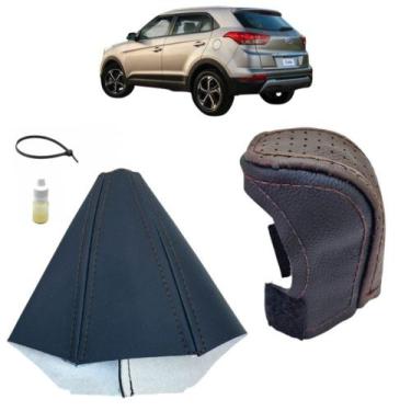 Imagem de Capa Couro Protege Manopla E Forro Coifa Alavanca Câmbio Automático Cr