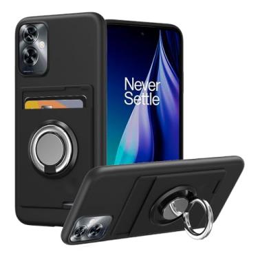Imagem de Kaotengwo Capa de telefone OnePlus Nord N30 com protetor de tela de vidro temperado, suporte de cartão com suporte de anel para OnePlus / 1+ capa Nord N30 - Preto