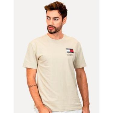 Imagem de Camiseta Tommy Jeans Masculina Regular Essential Flag Text Areia-Masculino
