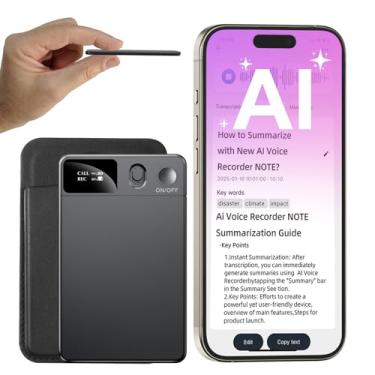 Imagem de InTessry Gravador De Voz Com Ia Estojo, Controle Por Aplicativo, Transcrição E Resumo, Memória 64 Gb, Áudio Para Palestras, Reuniões, Chamadas, Dispositivo Portátil Gravação Ativado