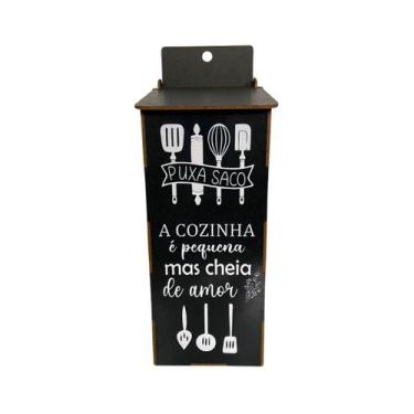 Imagem de Puxa Saco Parede Adesivado Mdf/ Organizador de Sacolas Madeira, Modelo