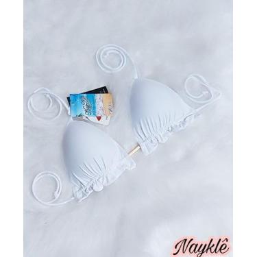 Imagem de Top Cortininha Com Babadinho - Nayklê Moda Praia , GG, Branco