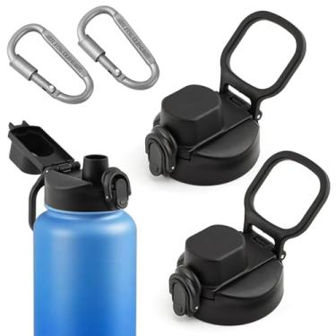 Imagem de beiyoule Tampa de bico de substituição para boca larga com mosquetão de bloqueio em forma de anel D, substituição de tampa de garrafa de água compatível com Hydro Flask, Bubba, Contigo, Frasco de