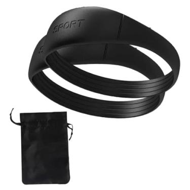 Imagem de predolo Suporte de joelho com faixa de patela de silicone flexível e macio para atividades esportivas multifuncional 3,15 x 1,04 polegadas com bolsa de cordão, 2 Peças Pretas