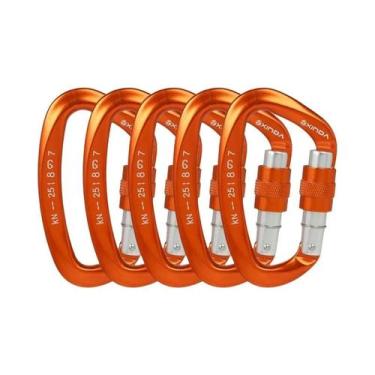 Imagem de Mosquetão Profissional Tipo D 25KN Com Trava De Rosca Em Liga De Alumí