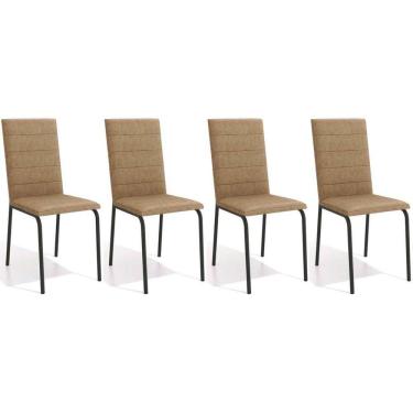 Imagem de Cadeira de Cozinha Amsterdã C091PRF Aço Kit 4 Un Preto Fosco/Capuccino - Kappesberg