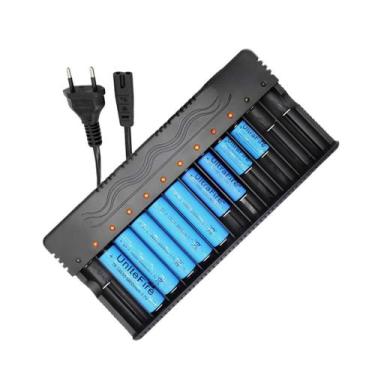 Imagem de Carregador De Bateria Com 12 Slot Carga Simultânea Ajustável - Lojaaqu