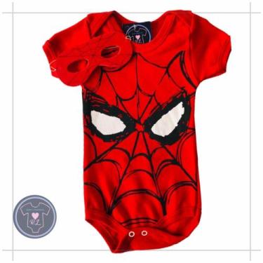 Imagem de Body Bebe Menino HERÓIS + Mascara - Temático Mesversário - R.L, Aranha